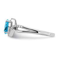14k White Gold Oval Blue Topaz and Diamond Twist Ring-RM5710