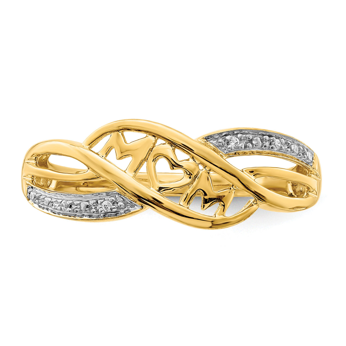 14k w/Rhodium Diamond MOM Ring-RM5714