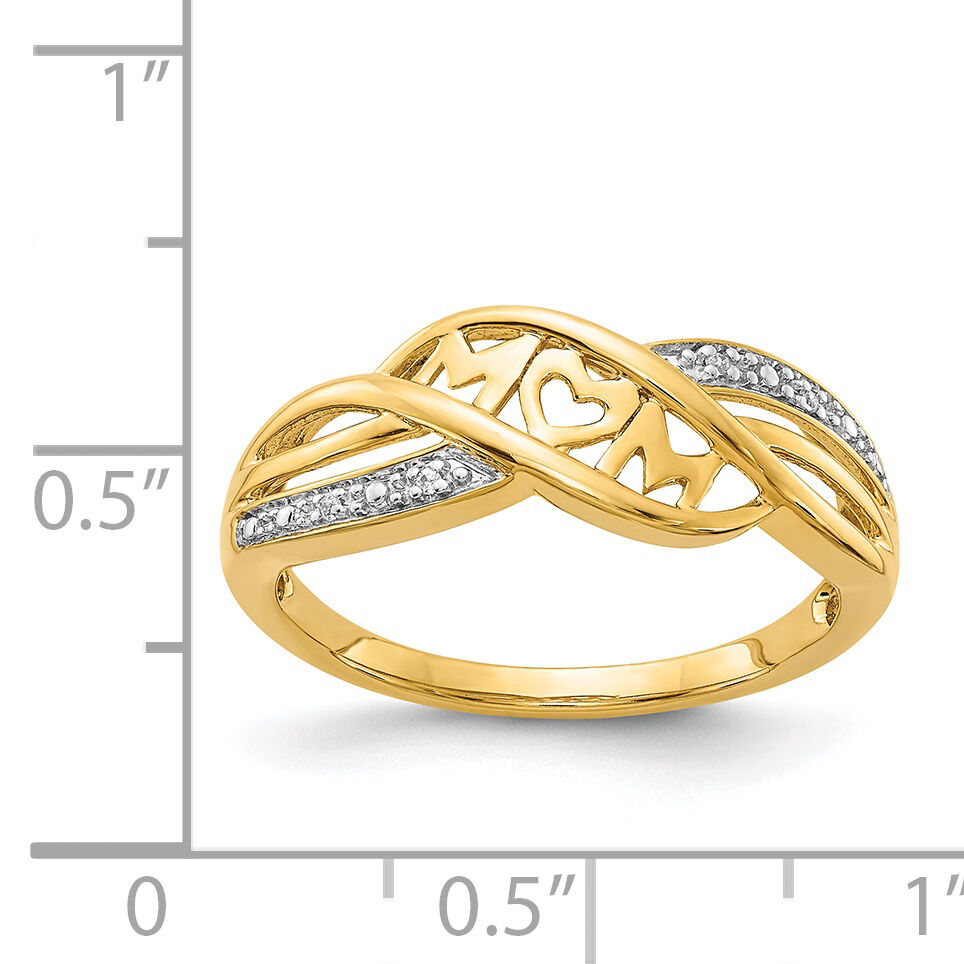 14k w/Rhodium Diamond MOM Ring-RM5714