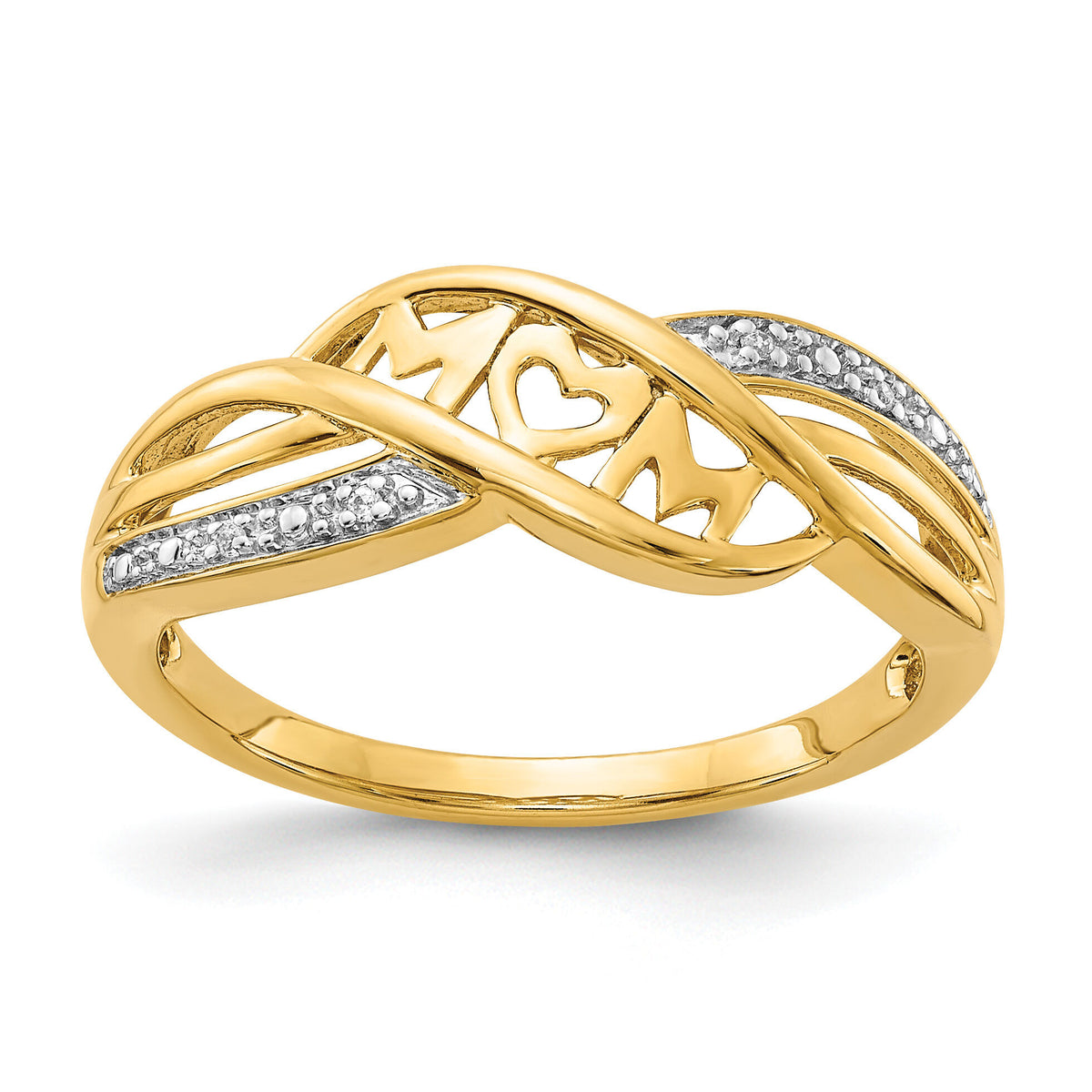 14k w/Rhodium Diamond MOM Ring-RM5714