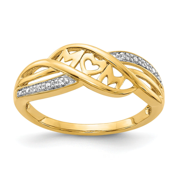 14k w/Rhodium Diamond MOM Ring-RM5714