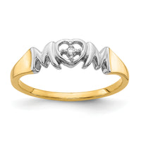 14k w/Rhodium Diamond MOM Ring-RM5715