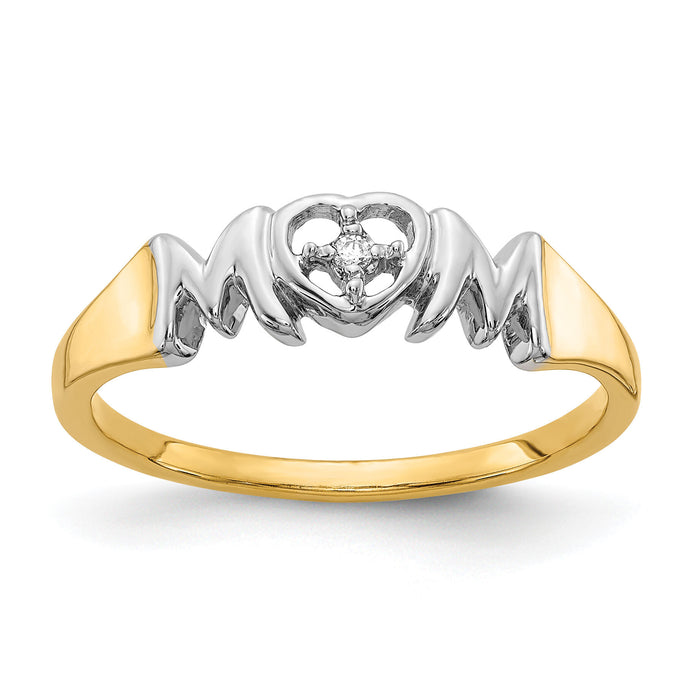 14k w/Rhodium Diamond MOM Ring-RM5715
