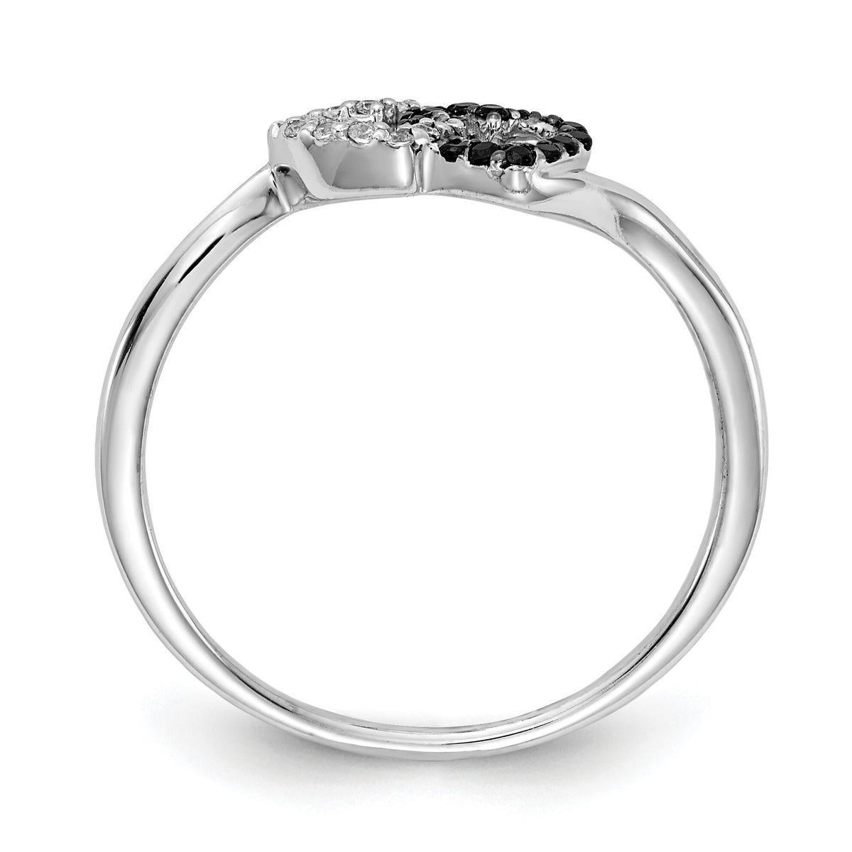 14k White Gold Black and White Diamond Double Heart Ring-RM5717
