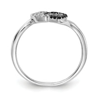 14k White Gold Black and White Diamond Double Heart Ring-RM5717