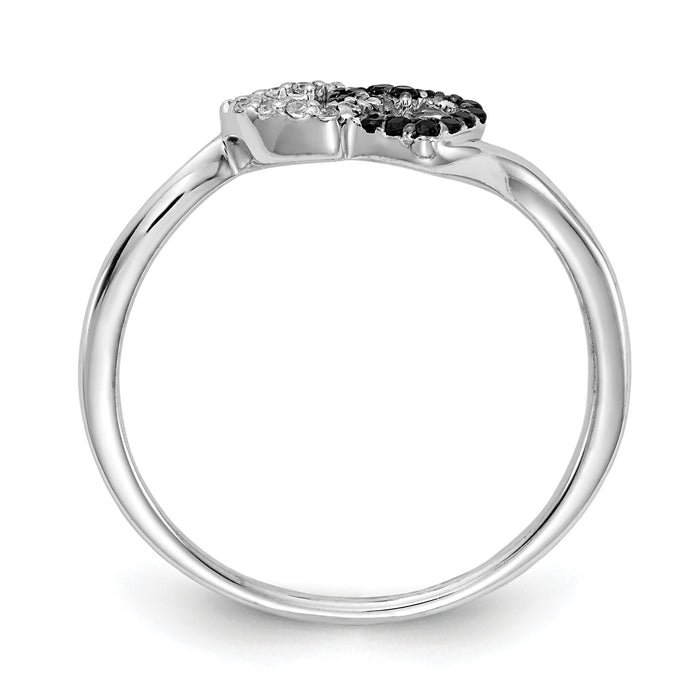 14k White Gold Black and White Diamond Double Heart Ring-RM5717