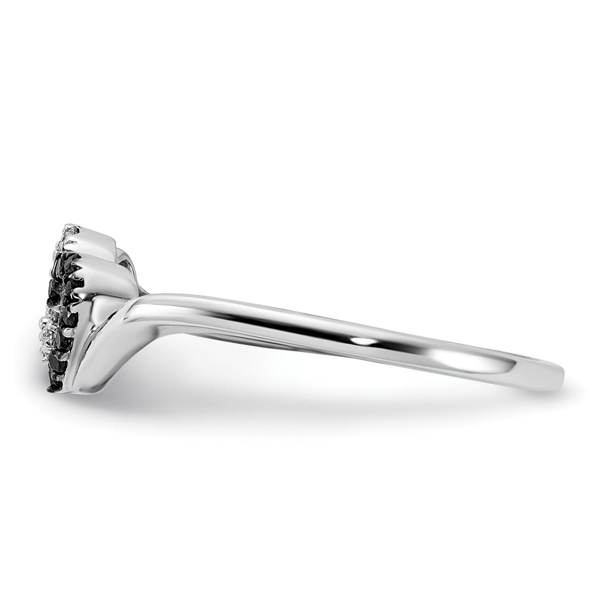 14k White Gold Black and White Diamond Double Heart Ring-RM5717
