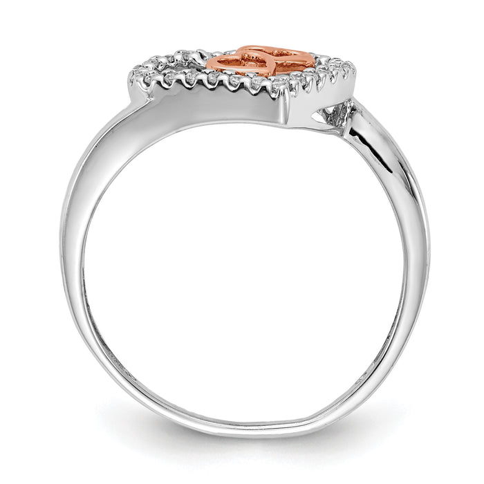 14k White Gold and Rose Gold Diamond Heart Ring-RM5718