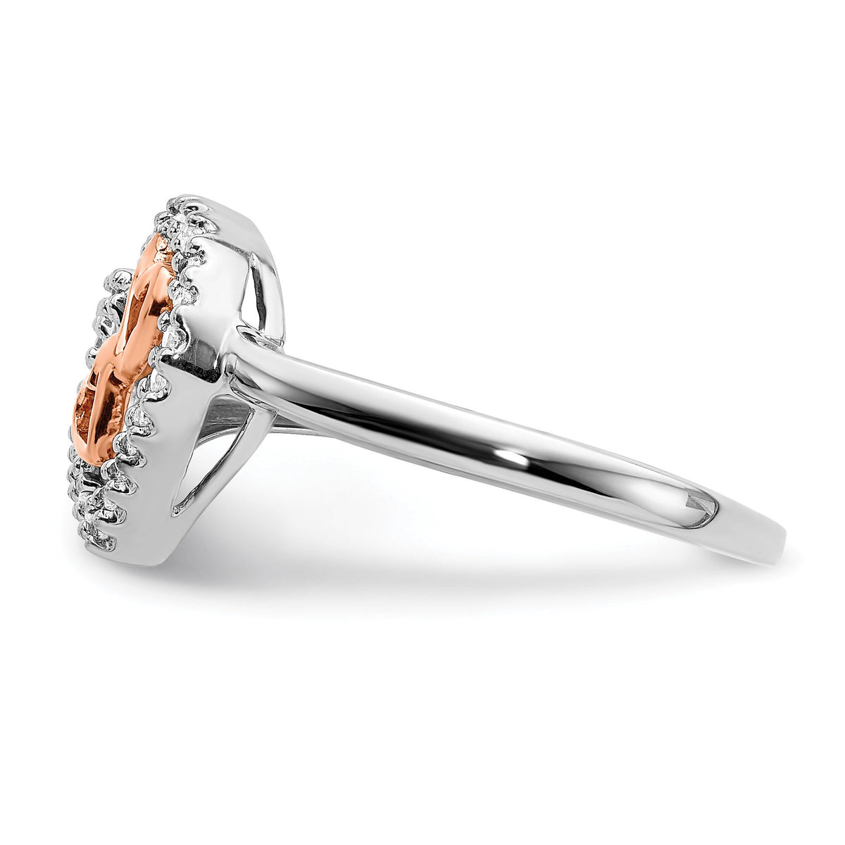 14k White Gold and Rose Gold Diamond Heart Ring-RM5718