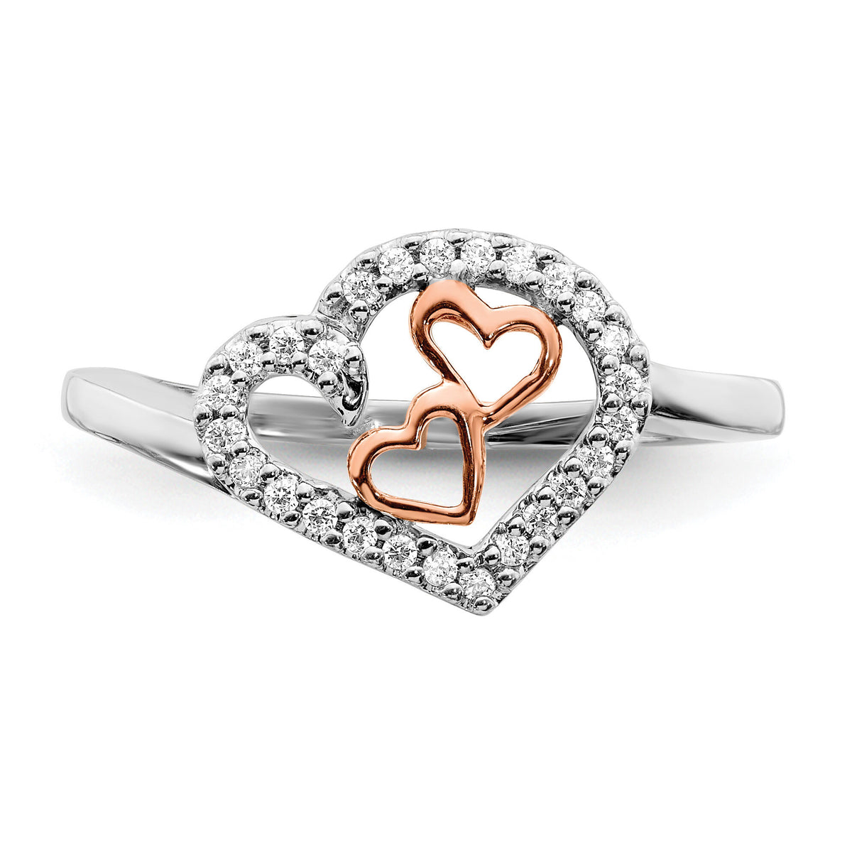 14k White Gold and Rose Gold Diamond Heart Ring-RM5718