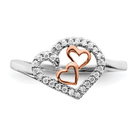 14k White Gold and Rose Gold Diamond Heart Ring-RM5718