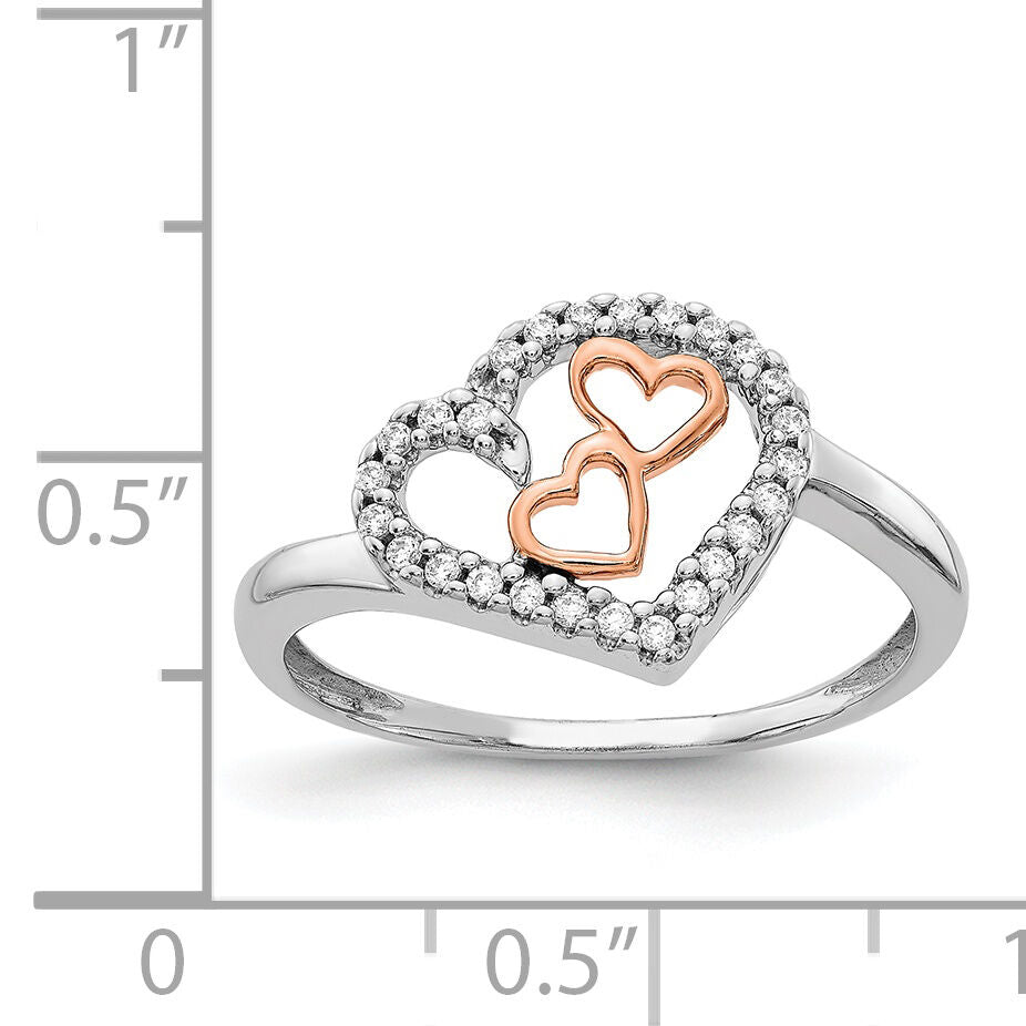 14k White Gold and Rose Gold Diamond Heart Ring-RM5718
