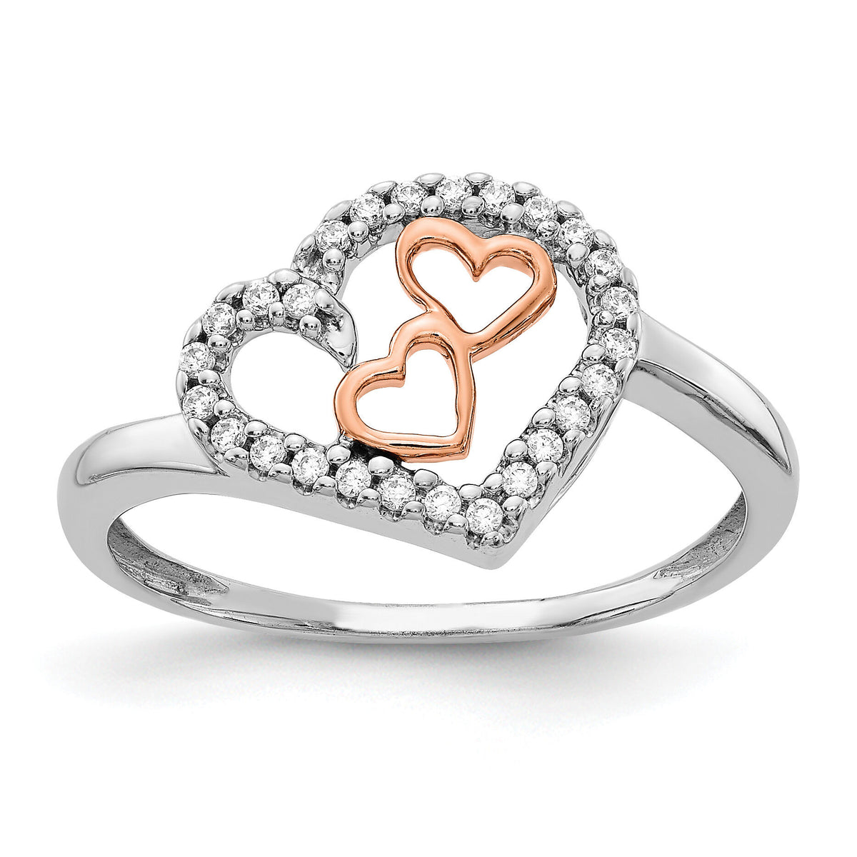 14k White Gold and Rose Gold Diamond Heart Ring-RM5718