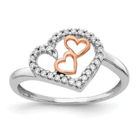 14k White Gold and Rose Gold Diamond Heart Ring-RM5718