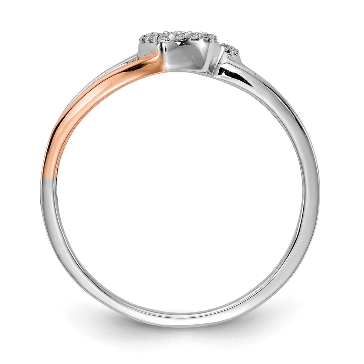 14k White and Rose Gold Diamond Polished Double Heart Ring-RM5724