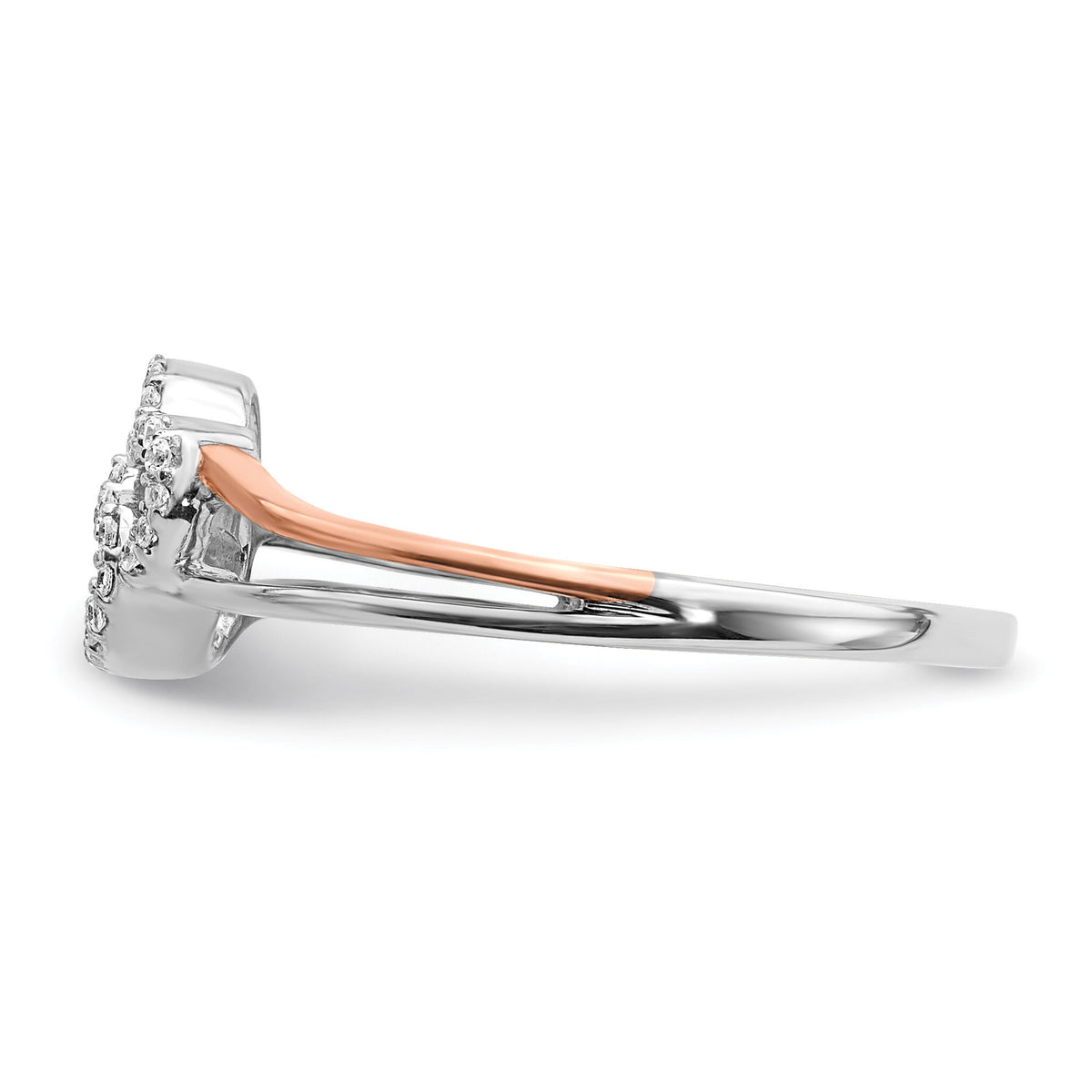 14k White and Rose Gold Diamond Polished Double Heart Ring-RM5724