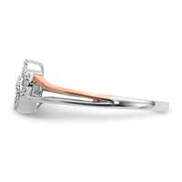 14k White and Rose Gold Diamond Polished Double Heart Ring-RM5724
