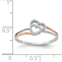 14k White and Rose Gold Diamond Polished Double Heart Ring-RM5724