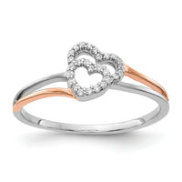 14k White and Rose Gold Diamond Polished Double Heart Ring-RM5724