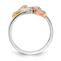 14k Tri-color Diamond Triple Heart Ring-RM5725
