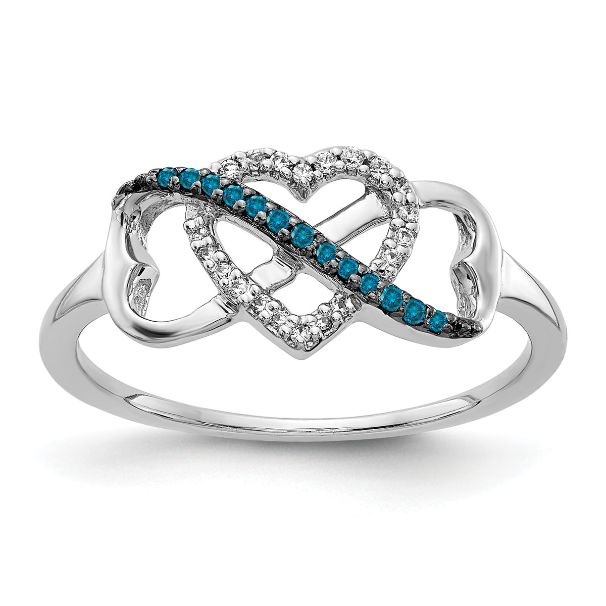 14k White Gold Blue and White Diamond Infinity and Heart Ring-RM5726-BD-010-WA