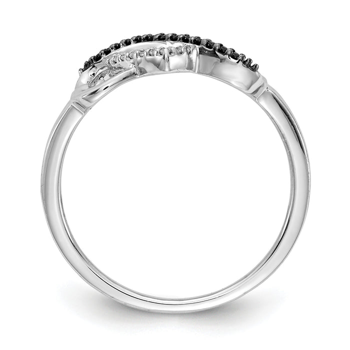 14k White Gold Black and White Diamond Infinity and Heart Ring-RM5726