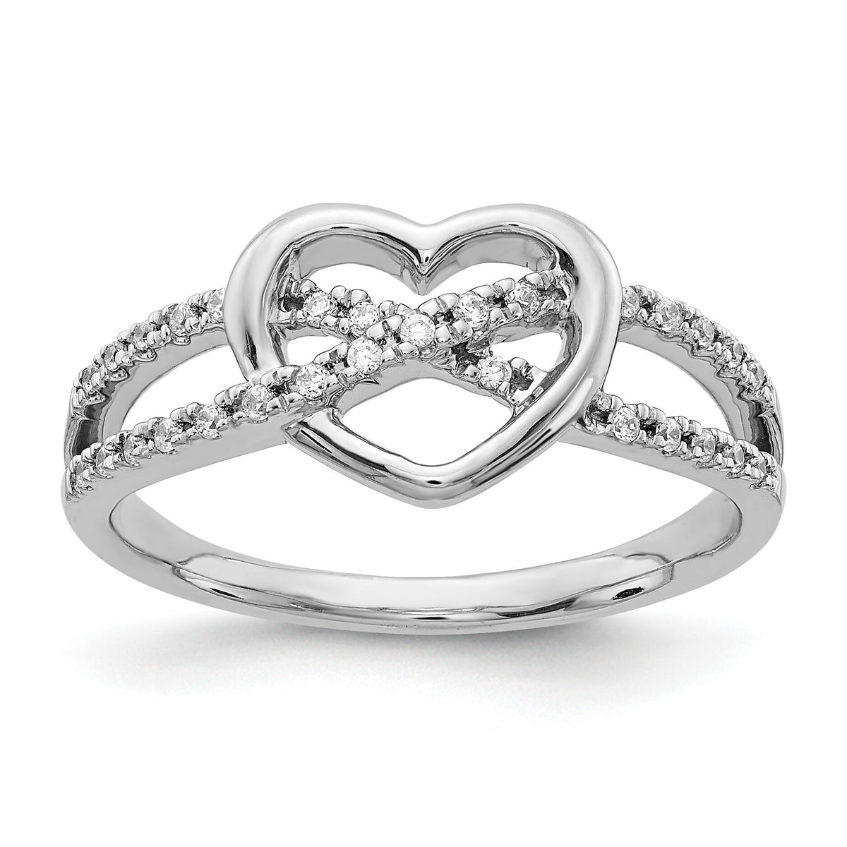 14k White Gold Diamond Heart Ring-RM5727