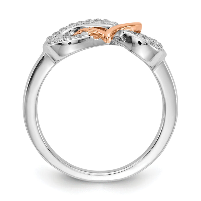14k Two Tone Diamond Heart Infinity Symbol Ring-RM5732