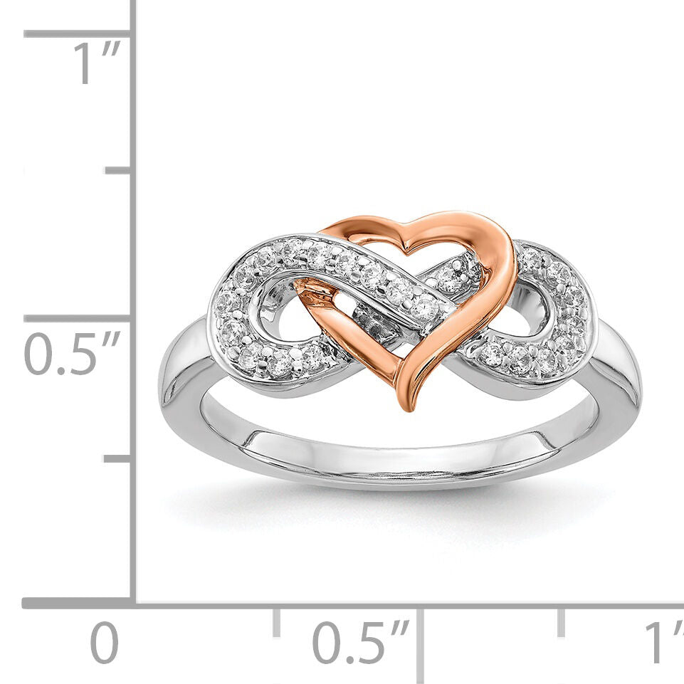 14k Two Tone Diamond Heart Infinity Symbol Ring-RM5732