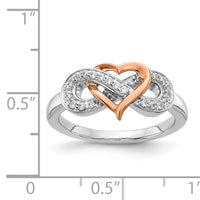 14k Two Tone Diamond Heart Infinity Symbol Ring-RM5732