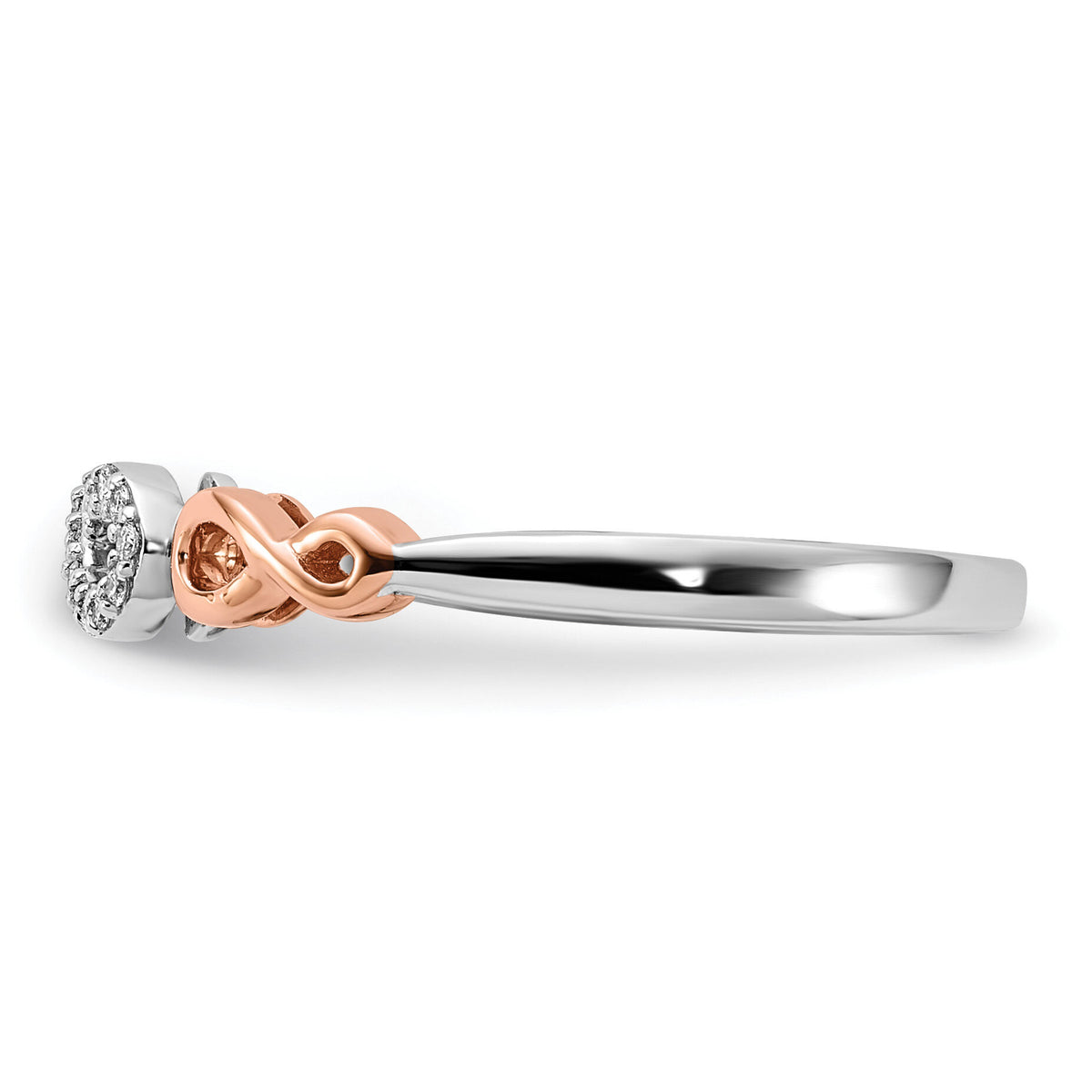 14k Rose Gold w/White Rhodium Diamond Infinity Ring-RM5733
