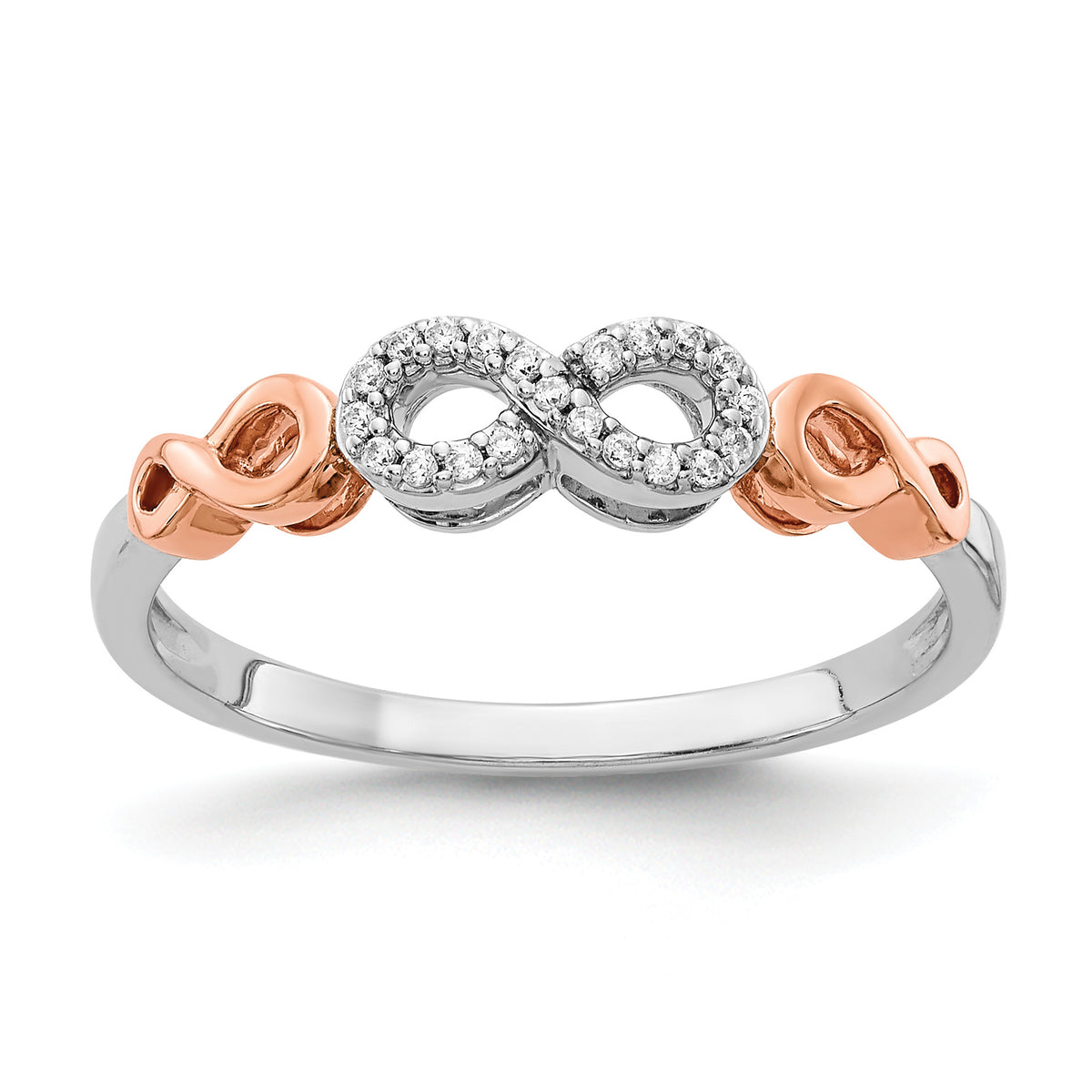 14k Rose Gold w/White Rhodium Diamond Infinity Ring-RM5733-006-WRA