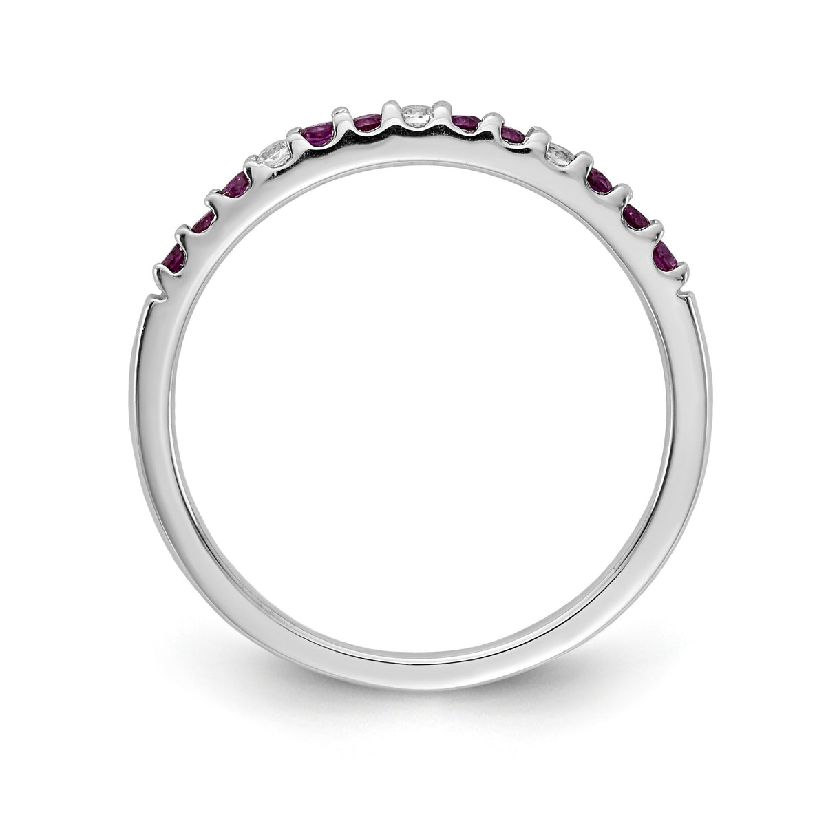 14k White Gold Diamond and Ruby Band-RM5737