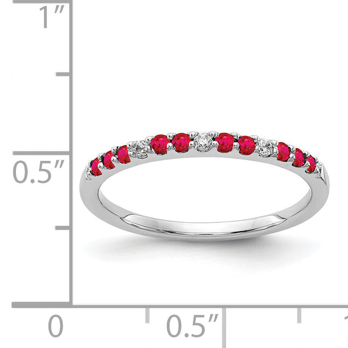 14k White Gold Diamond and Ruby Band-RM5737