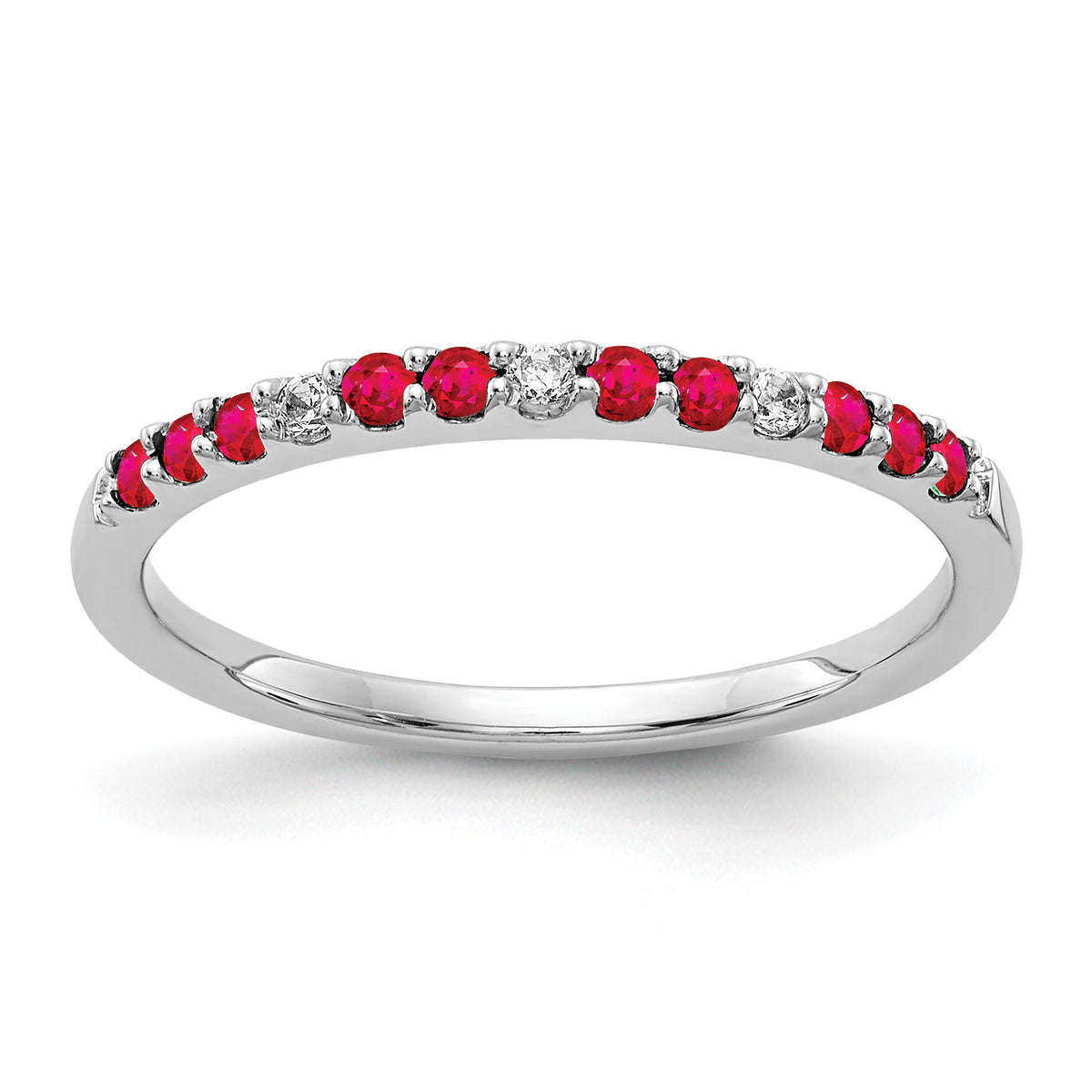 14k White Gold Diamond and Ruby Band-RM5737