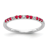 14k White Gold Diamond and Ruby Band-RM5737