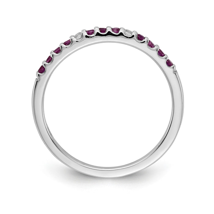 14k White Gold Diamond and Ruby Band-RM5738