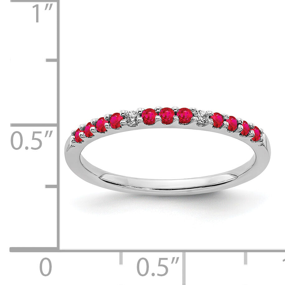 14k White Gold Diamond and Ruby Band-RM5738