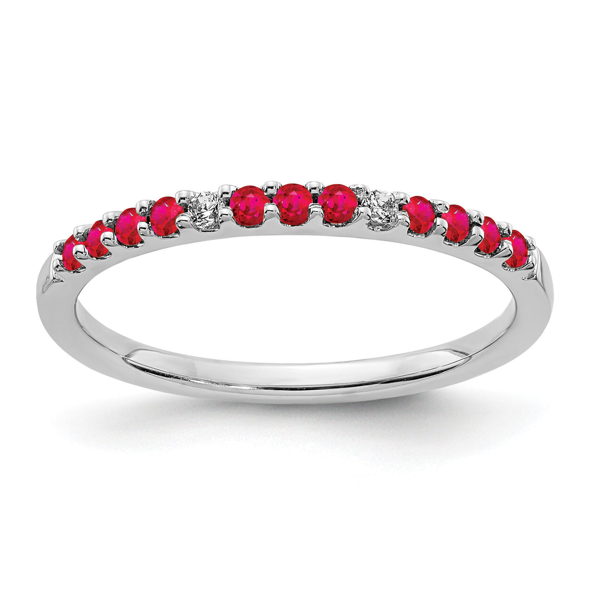 14k White Gold Diamond and Ruby Band-RM5738