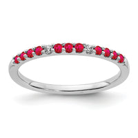 14k White Gold Diamond and Ruby Band-RM5738