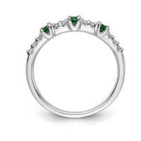 14k White Gold Diamond and Emerald 3-Stone Ring-RM5739