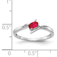 14k White Polished Oval Diamond Ruby Bypass Ring-RM5740