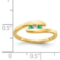 14k Emerald and Diamond 3-stone Ring-RM5742