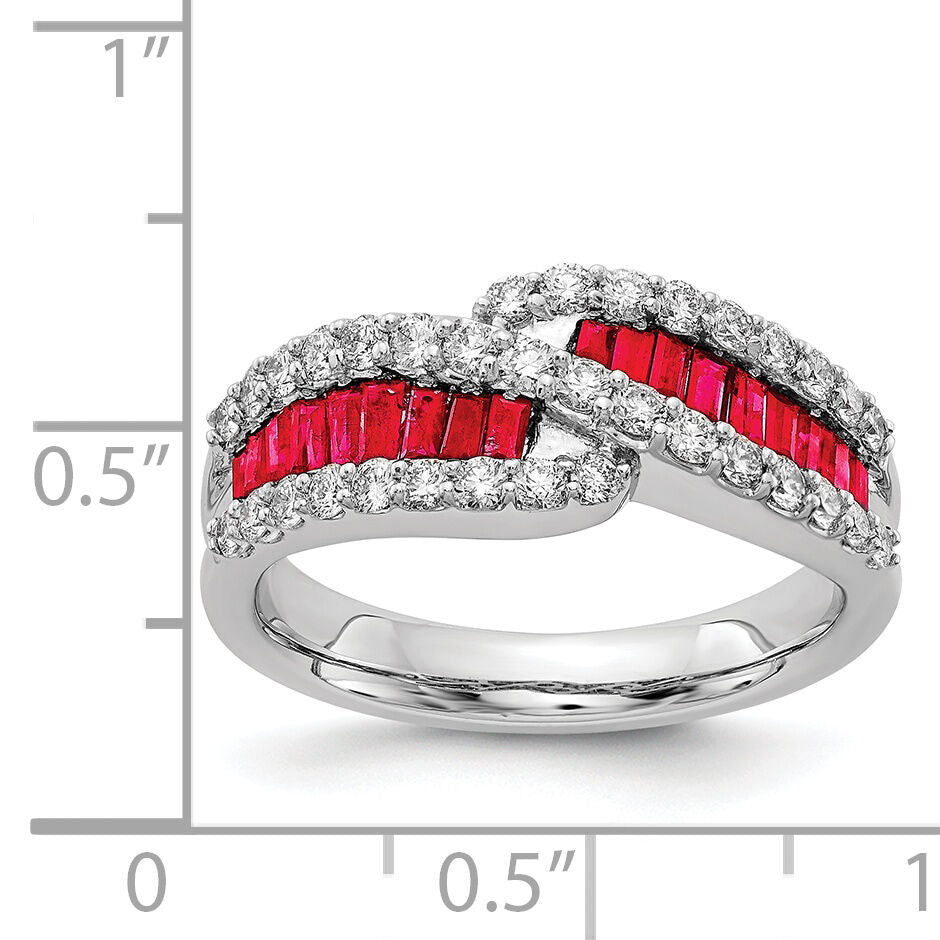 14k White Gold Ruby Diamond Ring-RM5743