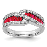14k White Gold Ruby Diamond Ring-RM5743