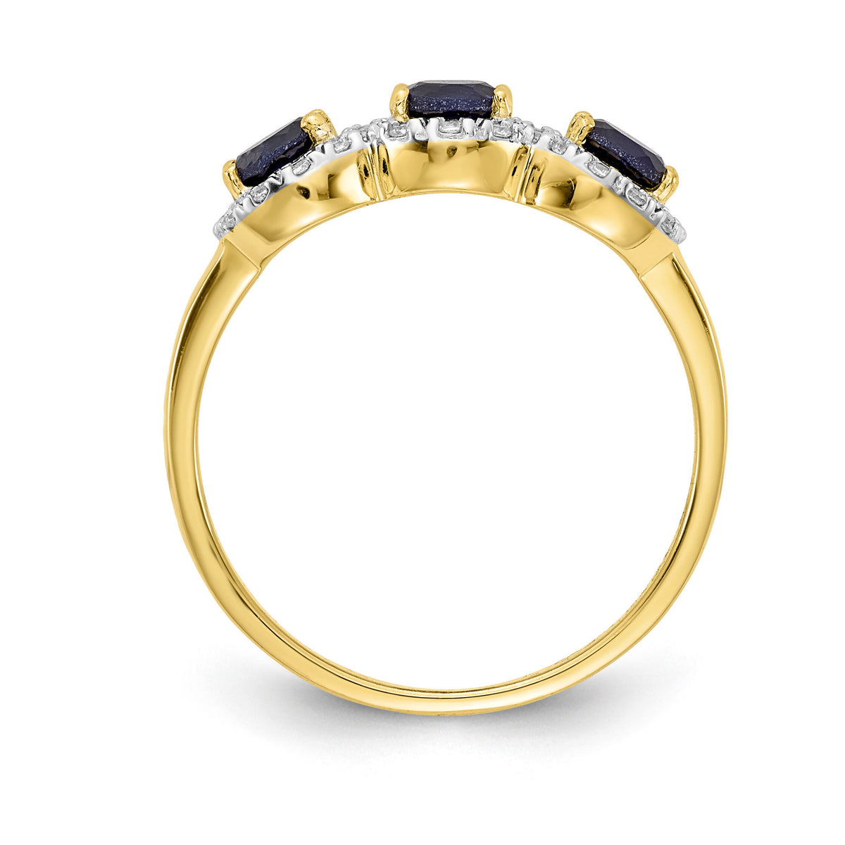 14k Sapphire and Diamond 3-Stone Ring-RM5744