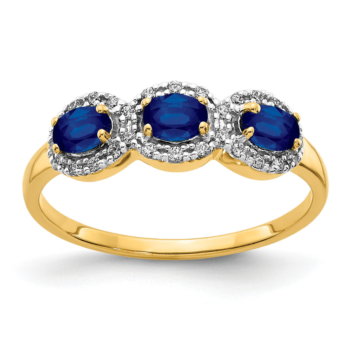 14k Sapphire and Diamond 3-Stone Ring-RM5744