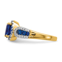 14k Diamond and Oval Sapphire Ring-RM5745