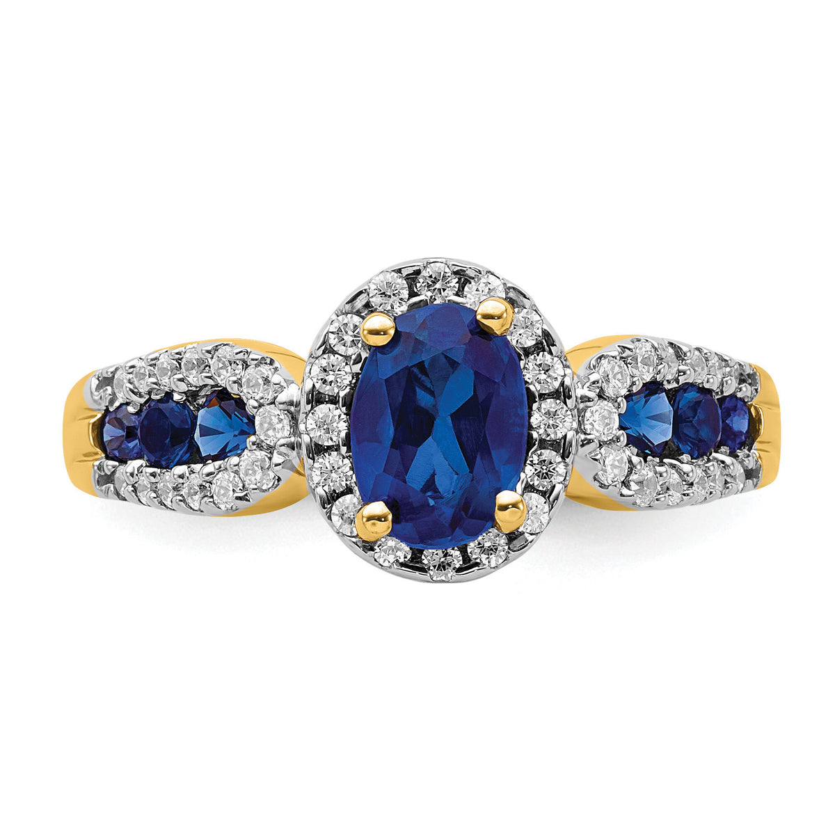 14k Diamond and Oval Sapphire Ring-RM5745
