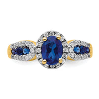 14k Diamond and Oval Sapphire Ring-RM5745